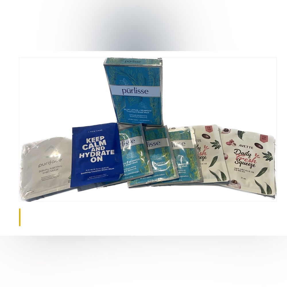 NWT purlisse puriface keep calm & hydrate and daily fresh squeeze face masks (8)